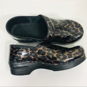 Dansko leopard print leather clogs size 10.5 - 11